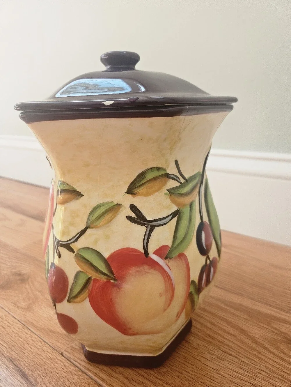 Biscotti Ceramic Cookie Jar - Hand-painted Fruit